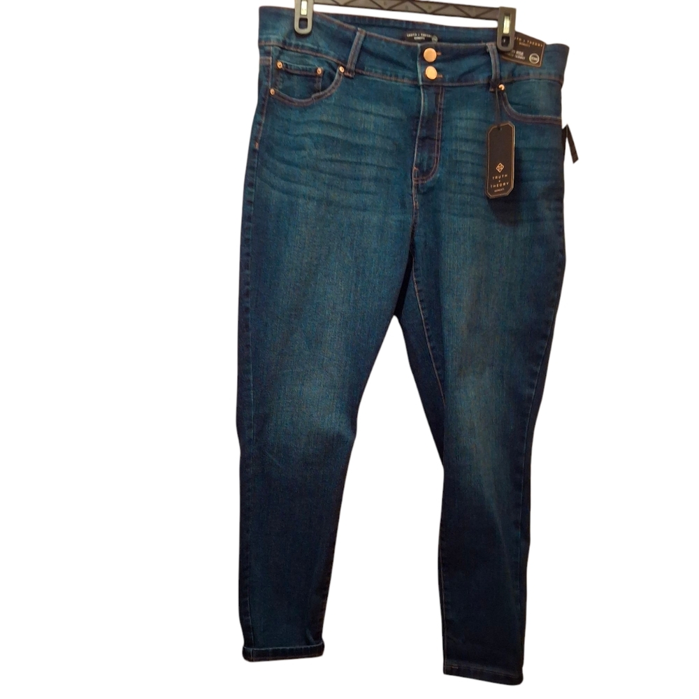 Truth& Theory Womens High Rise Ankle Skinny Denim Jeans Size 20W